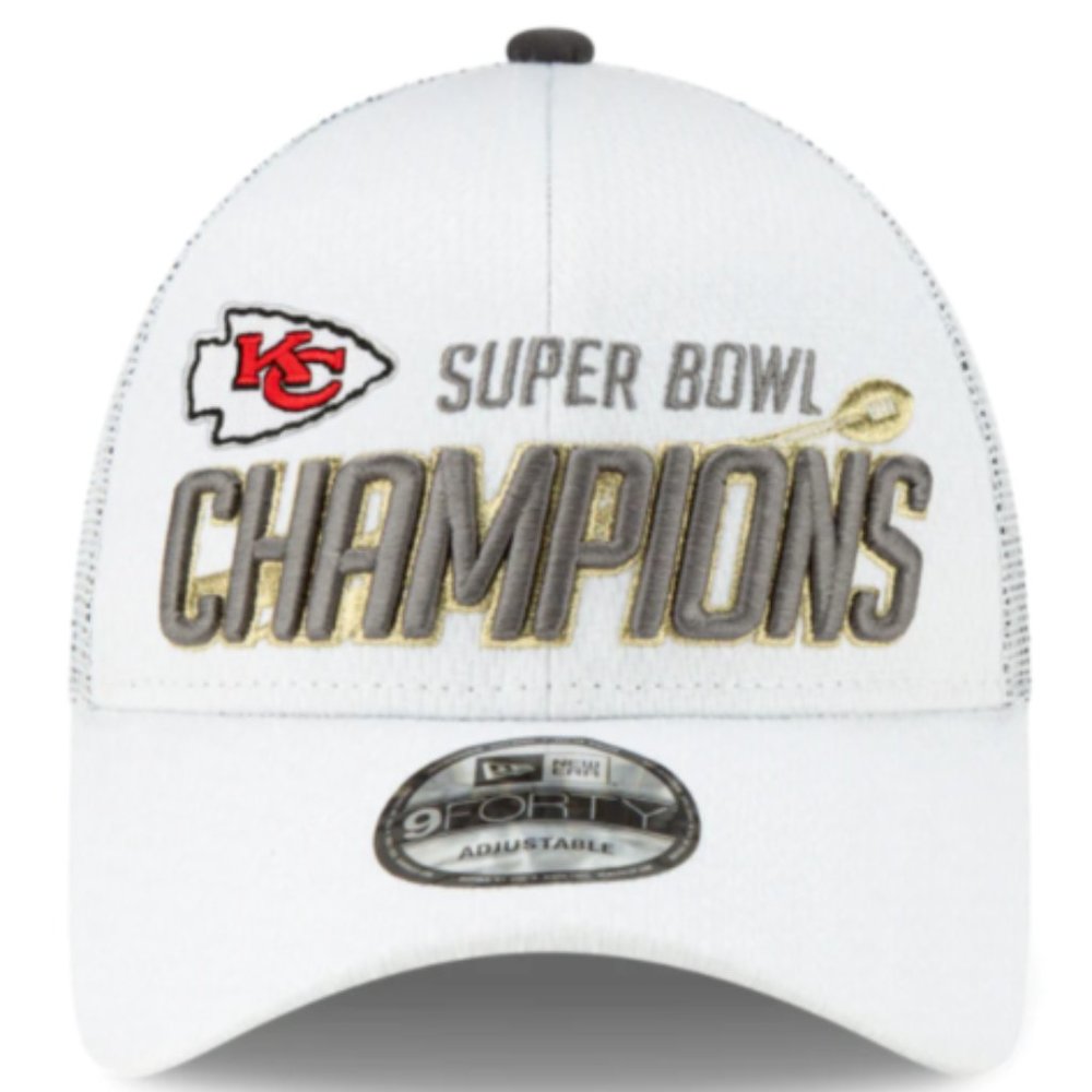 New Era Kansas City Chiefs White Super Bowl LIV Champions Locker Room 9FORTY Hat